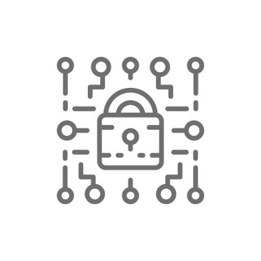 Cyber kilit, web güvenliği, şifreleme satırı simgesi.