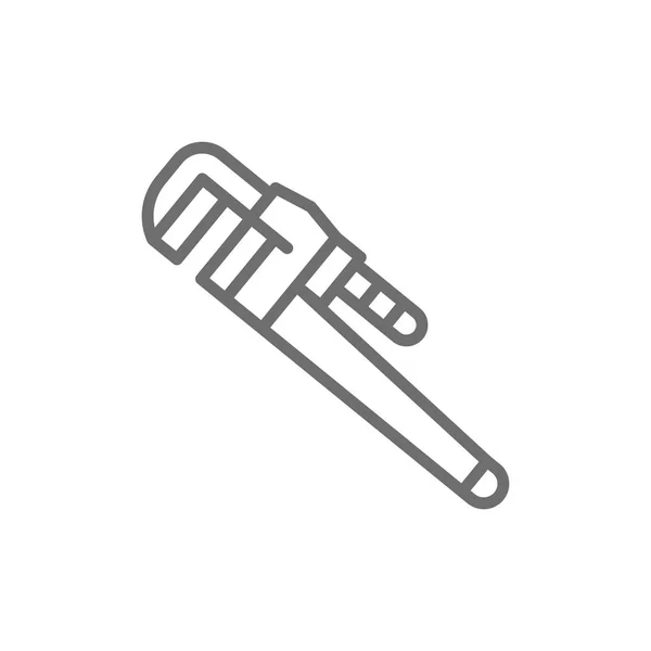 Icono de línea de llave inglesa ajustable. Aislado sobre fondo blanco — Vector de stock