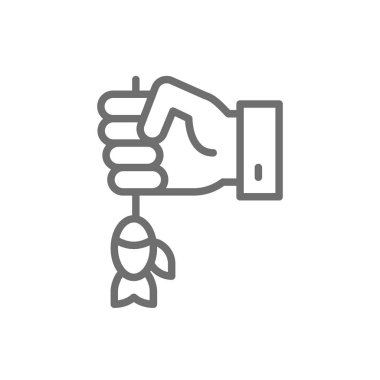 El ile balık, balıkçılık yem, yem satırı simgesi.