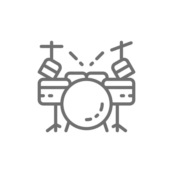 Drum kit, musical instrument line icon. — Stock Vector