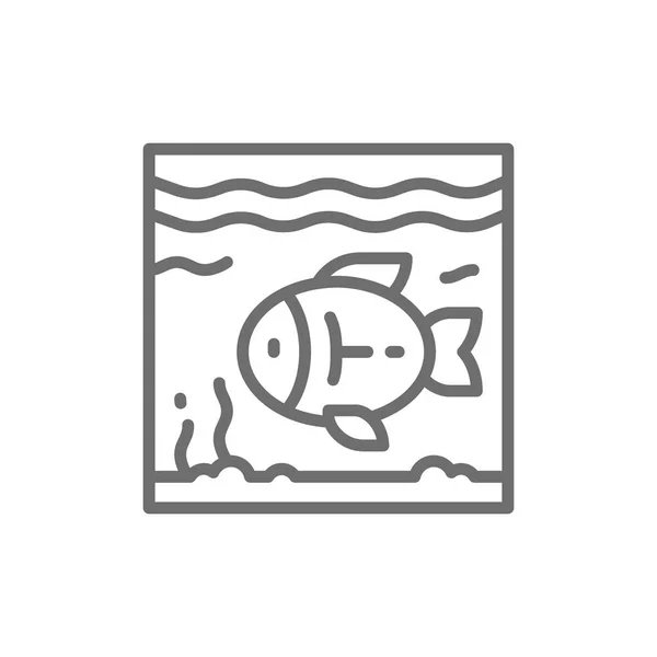 Wektor Ryb Akwarium Line Ikona Symbol Znak Projekt Ilustracji Białym — Wektor stockowy