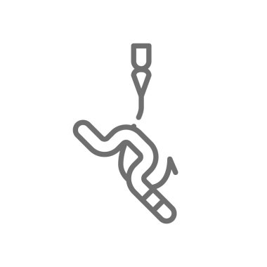 Vektör solucan .bizimkini Oltaya balık yem, yem satırı simgesi. Sembol ve işareti illüstrasyon tasarımı. Beyaz arka plan üzerinde izole