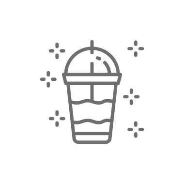 Tek kullanımlık Kupası, smoothies, milkshake satırı simgesi.