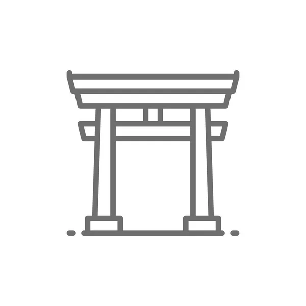 Icono de línea de puerta Torii japonés . — Vector de stock