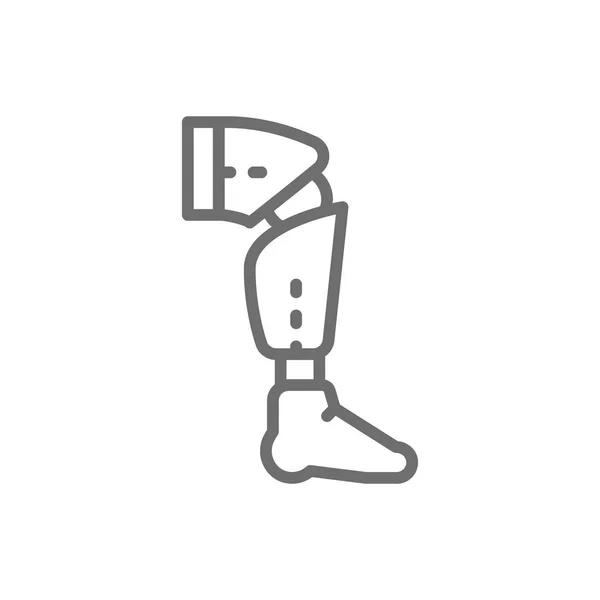 Prosthesis leg, exoskeleton line icon. — Stock Vector