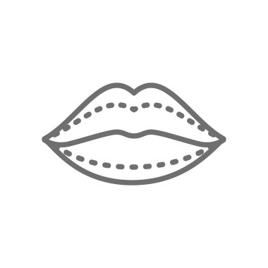 Dudak büyütme, hyaluronik asit enjeksiyonları, plastik cerrahi satırı simgesi.