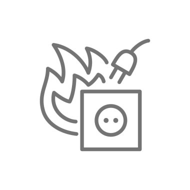 Tehlikeli elektrik prizine, kısa devre satırı simgesi.