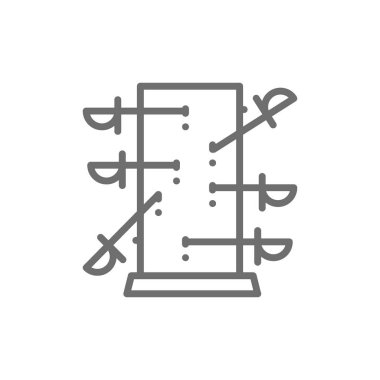 Bıçak atma kurulu, sihirli satırı simgesi.