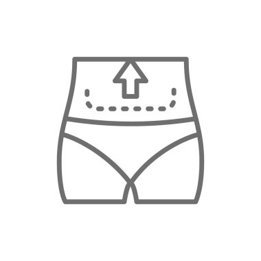 Karın liposuction, Abdominoplasti, tummy tuck plastik cerrahi satırı simgesi.