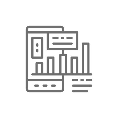 Grafik ve grafikler, mobil sunum hattı simgesi ile telefon.