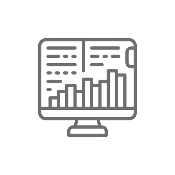 Monitor de computador com gráficos de crescimento, mercado de ações, ícone de linha de comércio financeiro . — Vetor de Stock