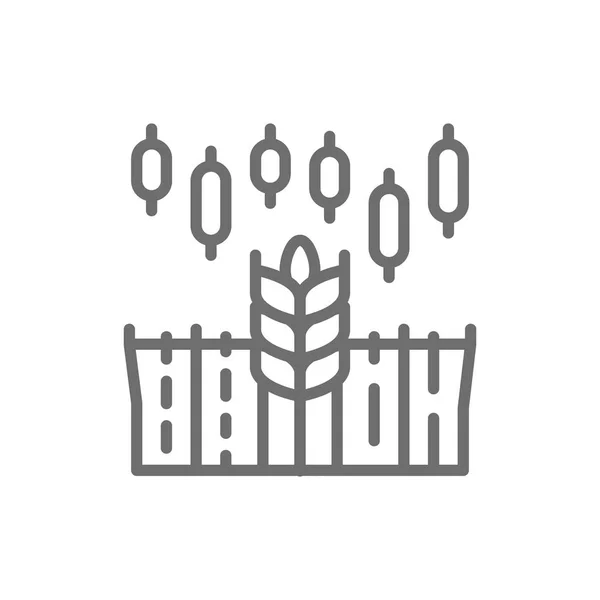 Graphique de croissance de l'indice du blé, hausse du coût des aliments, icône de la ligne de négoce boursière . — Image vectorielle