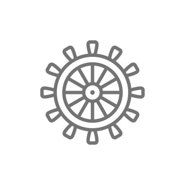 Gemi direksiyon simidi, dümen, dümen hattı simgesi.