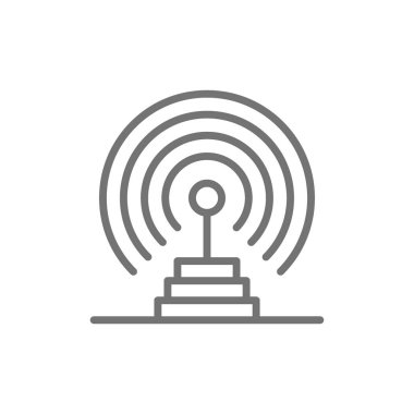 Radyo anteni, radar algılama sistemi, alıcı, verici hattı simgesi.