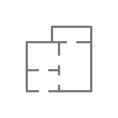 Daire Haritası, ev projesi, kat planı hattı simgesi.