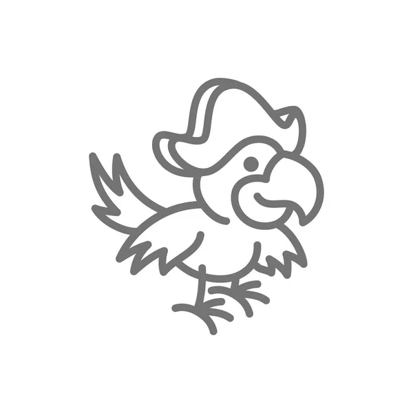 Loro pirata, icono de la línea de aves Ara . — Vector de stock