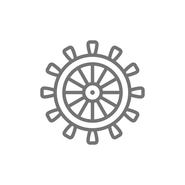 Ship steering wheel, rudder, helm line icon. — Stock Vector