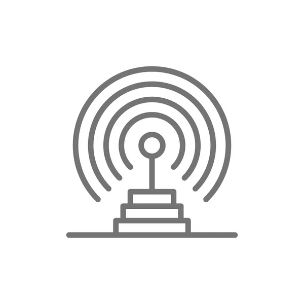 Antenne radio, système de détection radar, récepteur, icône de ligne d'émetteur . — Image vectorielle