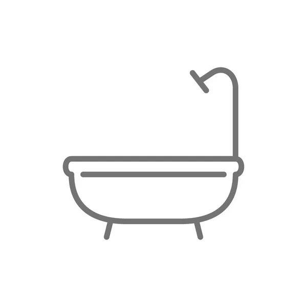 浴槽、シャワー、浴室線アイコン. — ストックベクタ