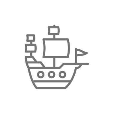 Eski gemi, yelkenli gemi, korsanlar taşıma hattı simgesi.