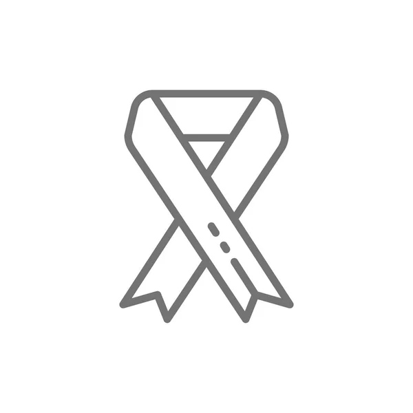 Ruban de cancer du sein, tumeur maligne, oncologie, don, icône de ligne volontaire . — Image vectorielle