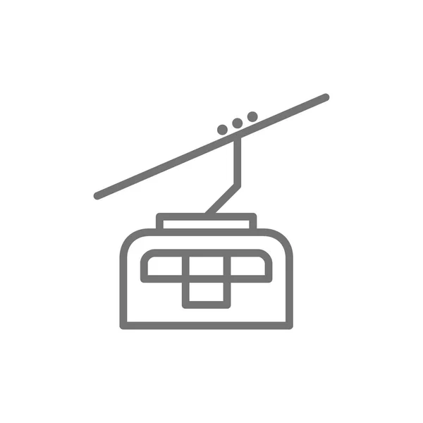 Funicular, ícone de linha de elevação de cabo de esqui . —  Vetores de Stock