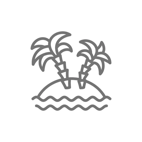 Île déserte avec icône de la ligne des palmiers . — Image vectorielle