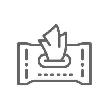 Kağıt ıslak mendiller çizgi simgesi. Beyaz arka planda yalıtılmış