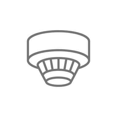 Duman dedektörü, alarm sistemi hattı simgesi. Beyaz arka planda yalıtılmış