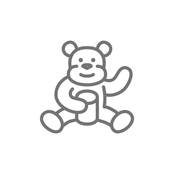Медведь ест иконку линии сладкого меда. Изолированный на белом фоне — стоковый вектор