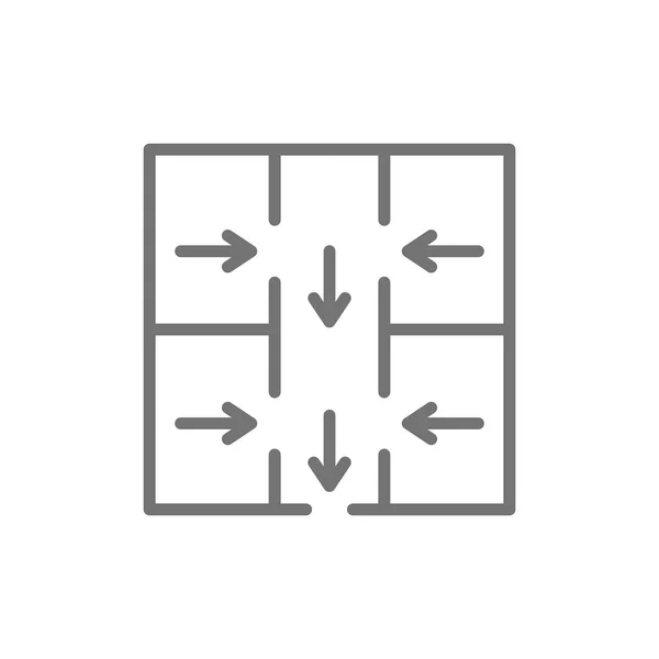 Evacuatieplan, nood evacuatie Sign line icoon. — Stockvector