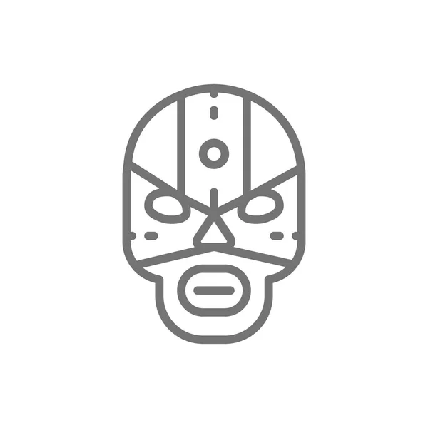 Masque de combattant mexicain, icône de ligne de lutteur . — Image vectorielle