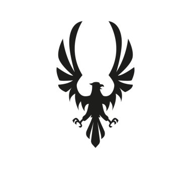 Beyaz arka plan üzerinde izole kartal sembolü.