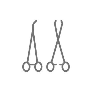 Tıbbi aletler, forsepsi ve kelepçe hattı simgesi.