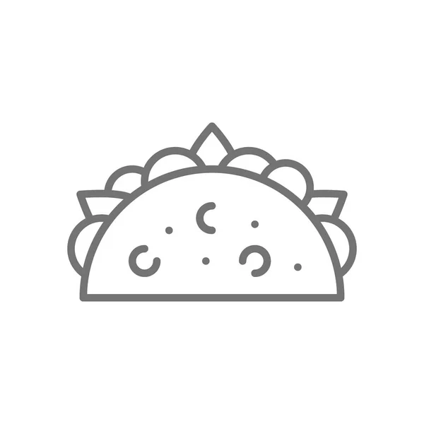 Taco, danie meksykańskie, tradycyjna ikona linii Fast food. — Wektor stockowy