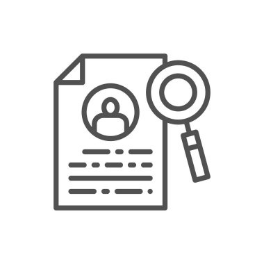 Özgeçmiş, iş araması, istihdam etme, çalışan profil çizgisi simgesi.