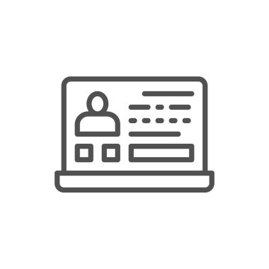 Özgeçmiş, profil fotoğrafı ile başvuru formu, çalışan profil hattı simgesi.