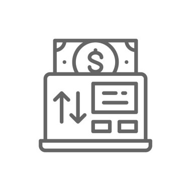 Vektör online ödeme, mobil bankacılık hattı simgesi.