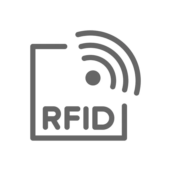 RFID with radio waves line icon. — Stock Vector