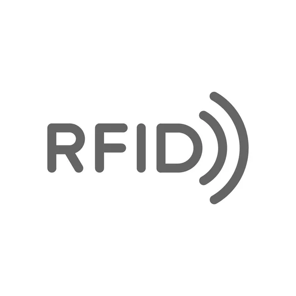 RFID word with radio wireless waves line icon. — Stock Vector