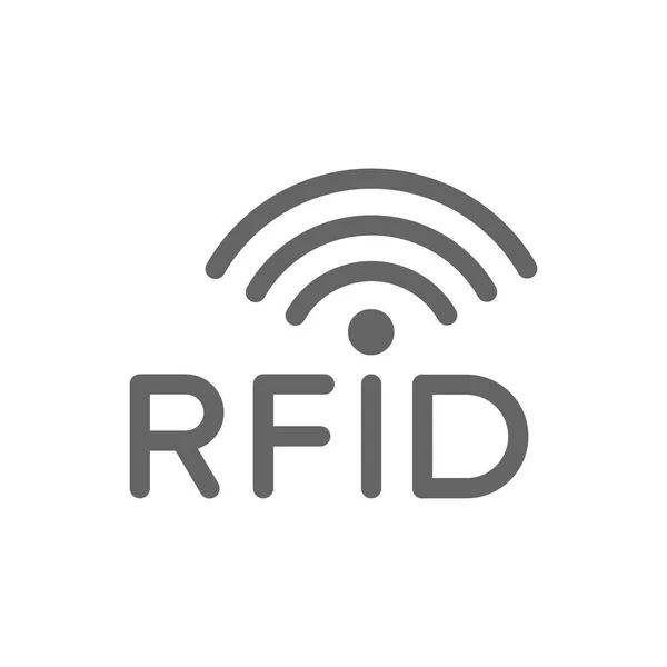 RFID con icono de línea de ondas inalámbricas de radio . — Vector de stock