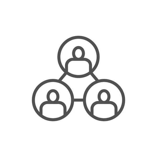 Comunidade de negócios, trabalho em equipe, conexão de pessoas, ícone de linha blockchain . — Vetor de Stock