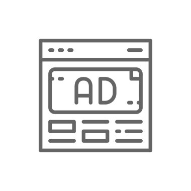 Vektör reklam, reklam, medya pazarlama hattı simgesi.
