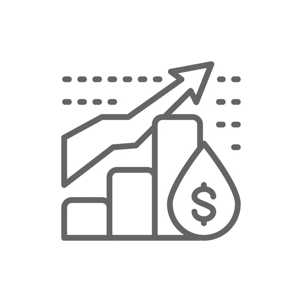 Oil price chart line icon. Isolated on white background — Stock Vector