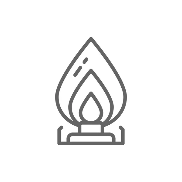 Vector gas stove, oil burner line icon.