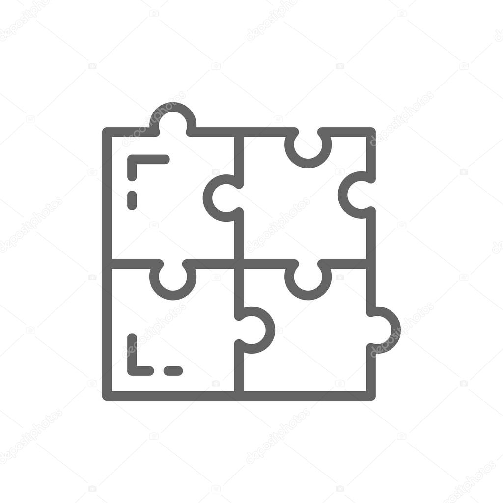 Puzzle, simple solutions, compatibility, solving problem line icon.
