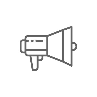 Megafon, hoparlör hattı simgesi. Beyaz arka planda yalıtılmış