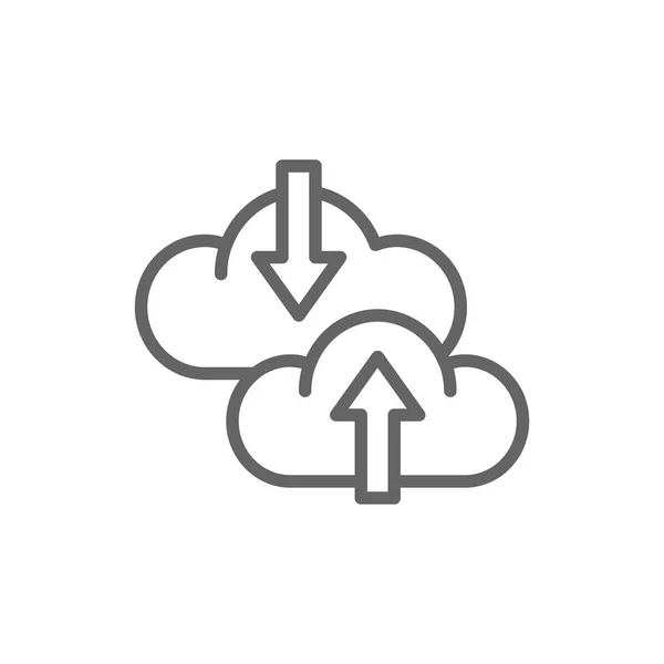 Flecha de nube, transferencia de datos, descarga, icono de línea de carga . — Archivo Imágenes Vectoriales