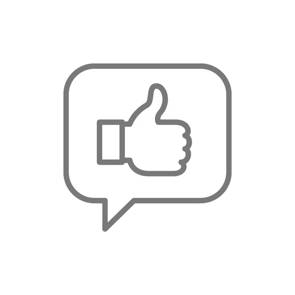 Positive feedback, like, thumb up in chat line icon. — Stock Vector