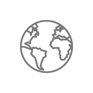 Dünya, küre, gezegen çizgisi simgesi.